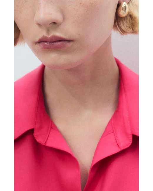 Mango Pink Cap Sleeve Button-Up Shirt