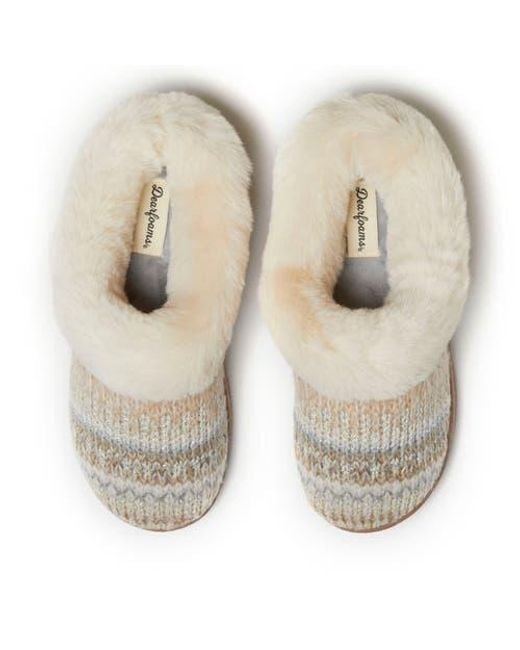Dearfoams White Hannah Festive Knit Clog Slipper