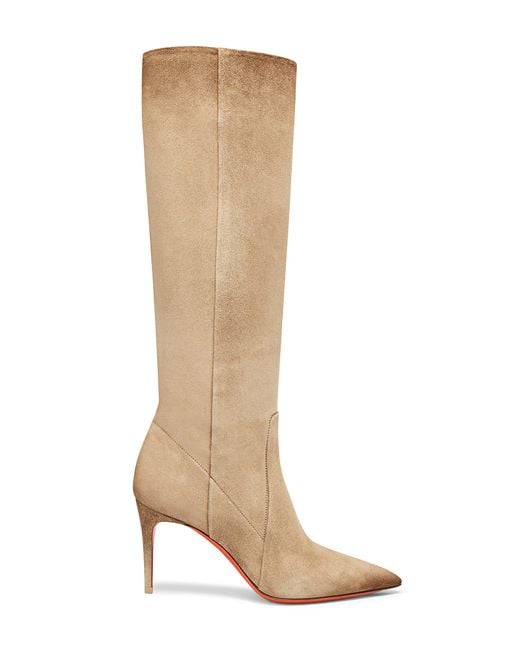 Santoni Brown Suede High-Heel Boot