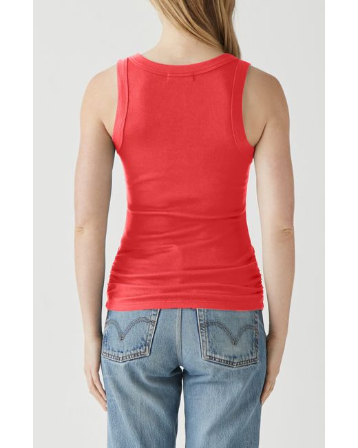 Michael Stars Red Blanche Side Ruched Tank