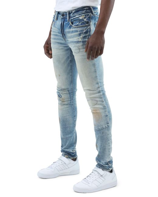 PRPS Zoom Skinny Fit Stretch Rip & Repair Jeans in Blue for Men | Lyst