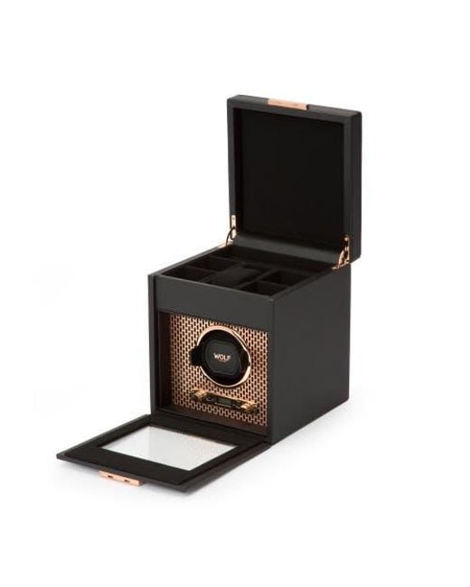 Wolf Metallic Axis Single Watch Winder With Storage for men
