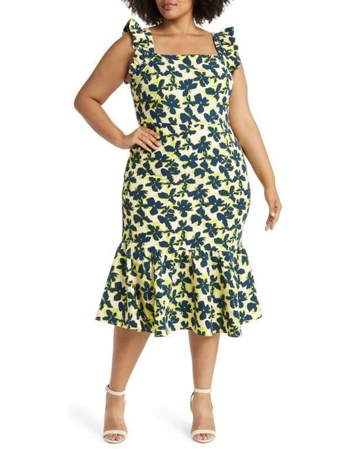 Chelsea28 Print Ruffle Sleeve Midi Dress in Green Lyst