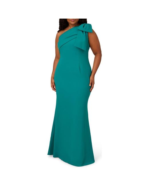 Adrianna Papell Women's Green Bow Polyester Evening Dress