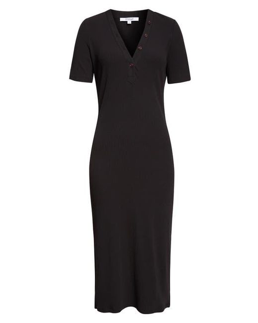 10 Crosby Derek Lam Black Damiana Henley Rib Midi Dress