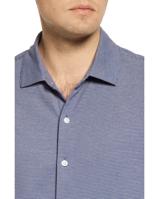 Robert Barakett Ferguson Knit Short Sleeve Button-up Shirt in Blue for ...