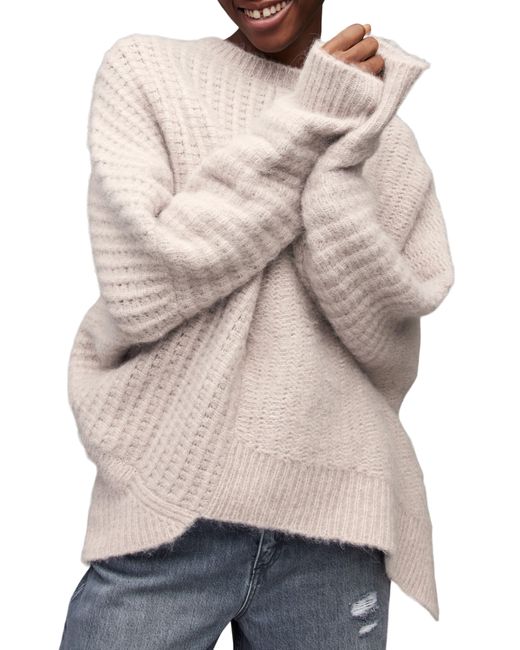 AllSaints Natural Selena Oversize Asymmetric Sweater In Pashmina Pink At Nordstrom Rack