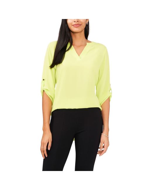 Chaus Yellow Split Neck Blouse