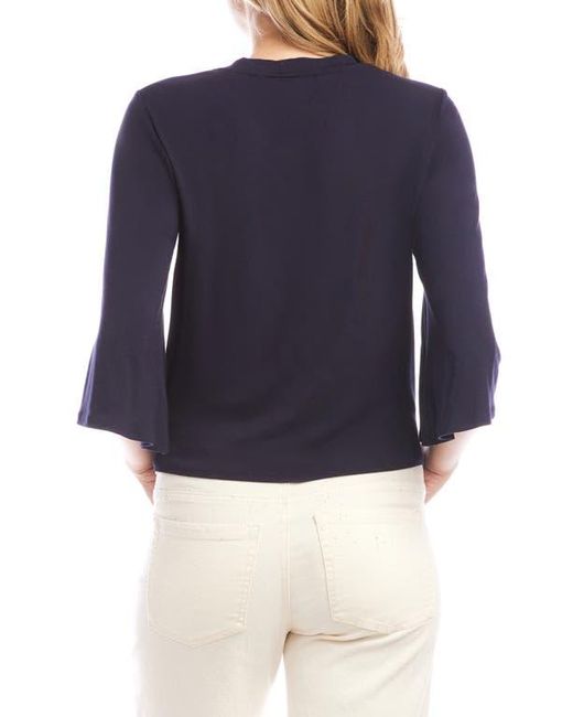 Karen Kane Blue Drape Front Jersey Top