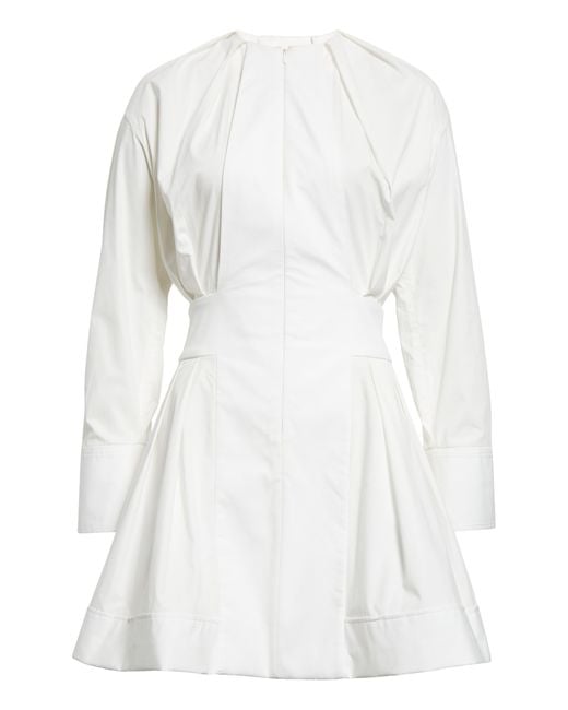 Proenza Schouler White Long Sleeve Stretch Cotton Poplin Minidress