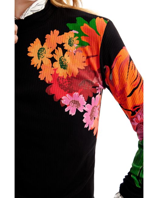 DESIGUAL Floral jacquard pullover BLACK