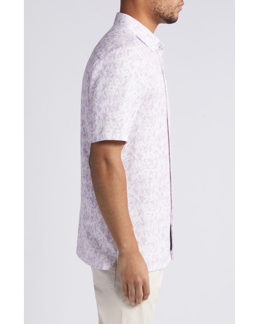 Ted Baker White Tavaro Abstract Floral Short Sleeve Button-up Shirt for men