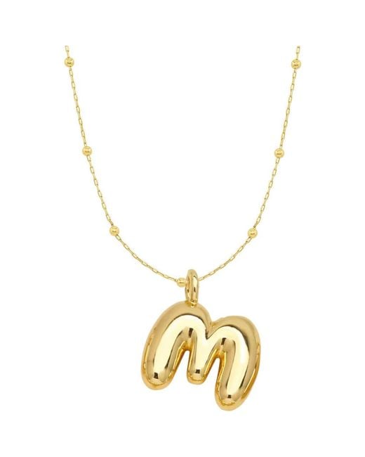 Emma Rae Metallic 14K Plated Bubble Initial Pendant Necklace