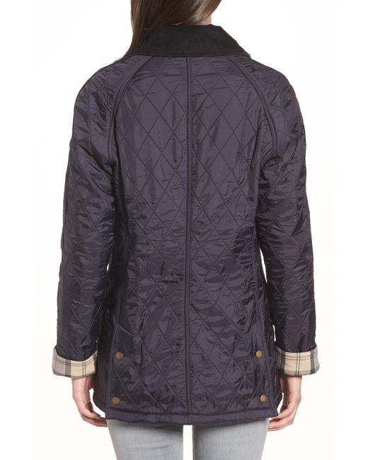 Barbour Beadnell Fleece Lined Quilted Jacket in Blue Lyst