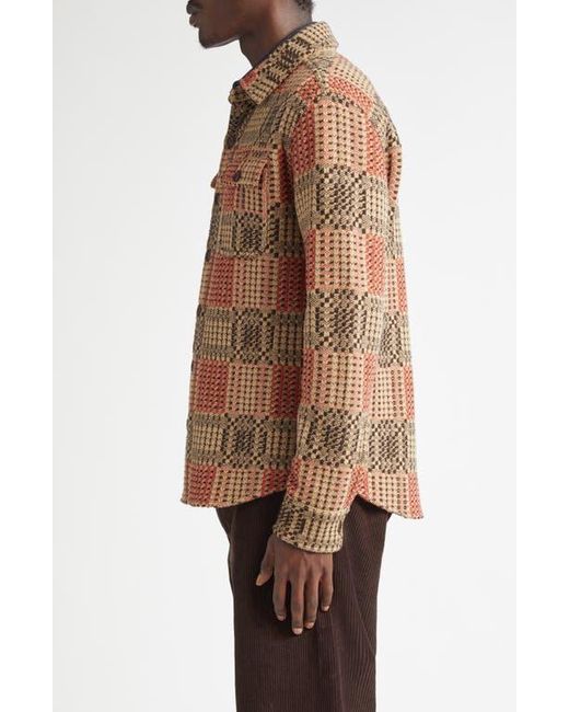 Ralph Lauren Brown Matlock Geo Pattern Knit Wool Button-Up Shirt Jacket for men