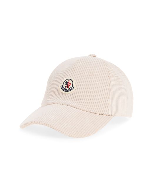Moncler Natural Logo Patch Corduroy Baseball Cap