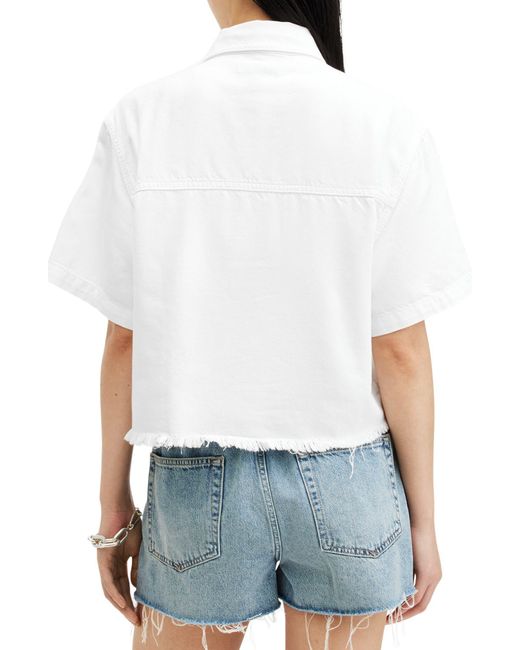 AllSaints White Tove Short Sleeve Oversize Denim Button-up Shirt