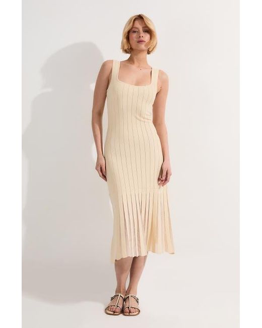Karen Millen Natural Square Neck Knitted Flippy Dress