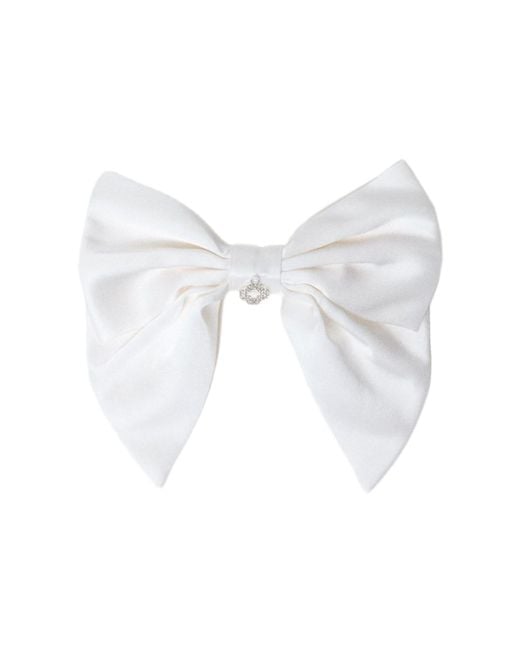 Maje White Satin-Effect Bow Barrette