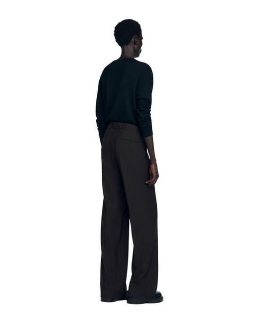 Sandro Blue Virgin Wool Classic-Fit Trousers for men