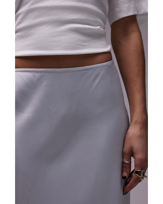 TOPSHOP Gray Lace Trim Satin Maxi Skirt