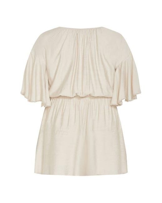 City Chic Natural Harlow Tassel Tie Romper