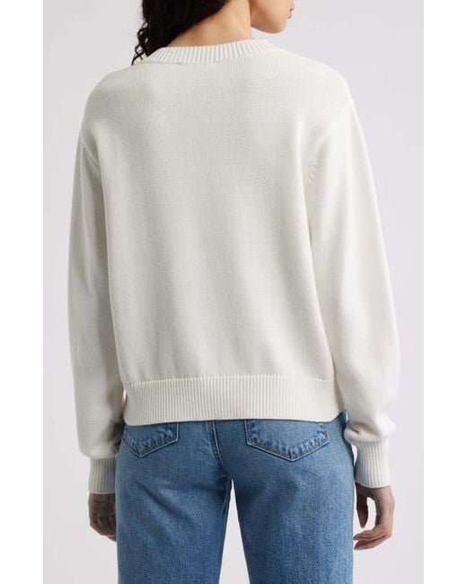 LoveShackFancy White Sequin Flag Cotton Sweater