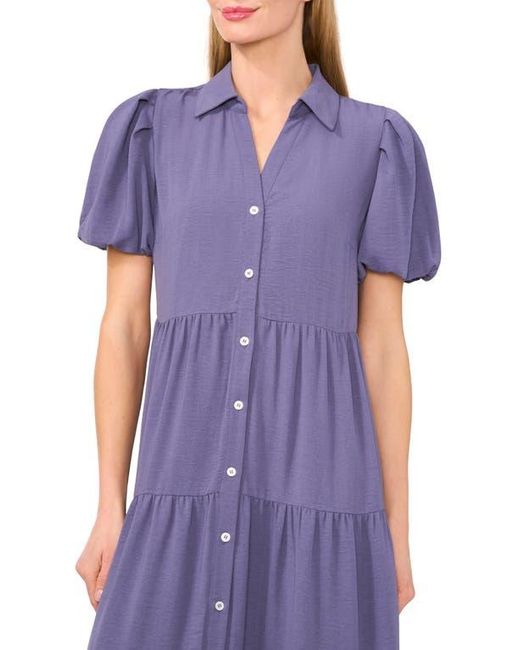 Cece Purple Tiered Midi Shirtdress
