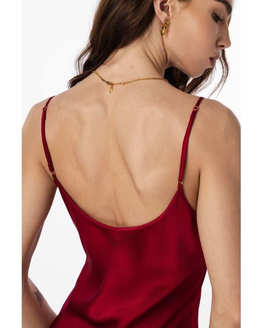 Siksilk Red Mulberry Silk Spaghetti Strap Long Nightgown