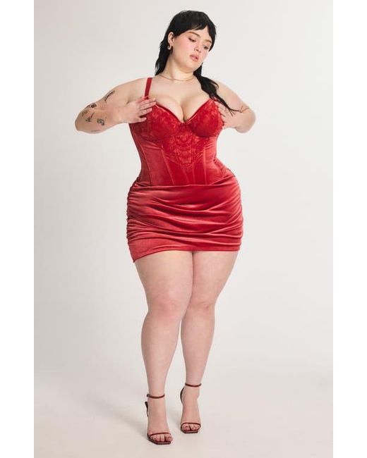 Savage x Fenty Red Plush Rush Underwire Corset Slipdress