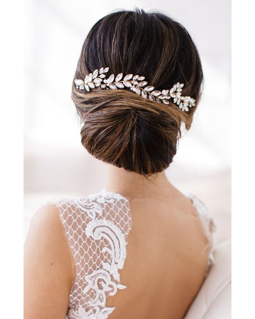 Brides & Hairpins White Abrielle Crystal & Pearl Headpiece
