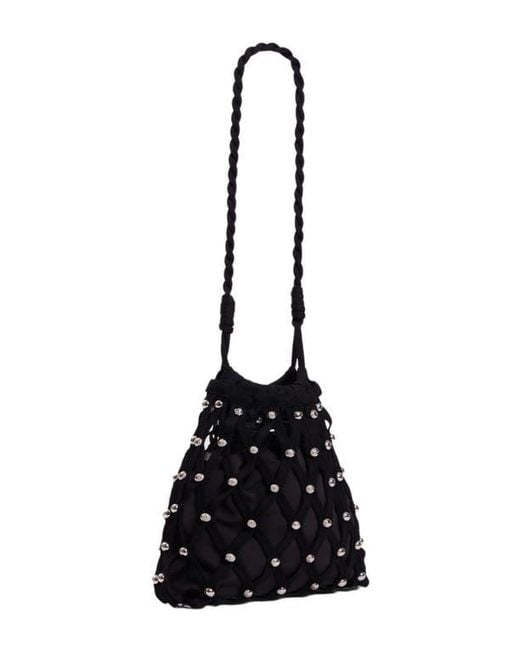 Sandro Black Studded Net Mesh Bag
