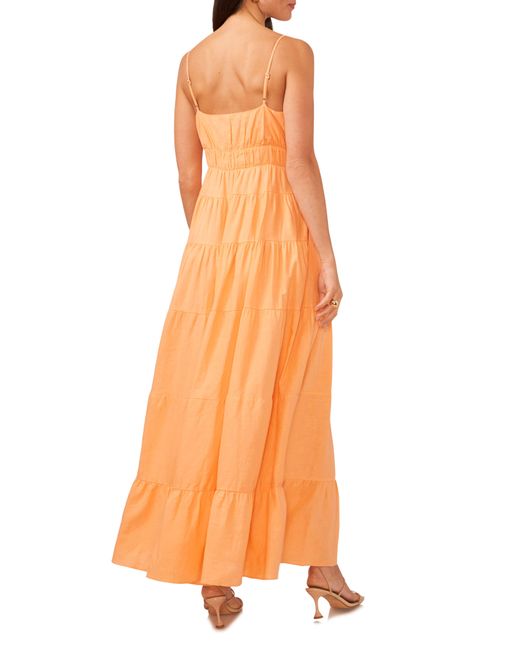 1.STATE Orange Empire Waist Sleeveless Tiered Maxi Dress