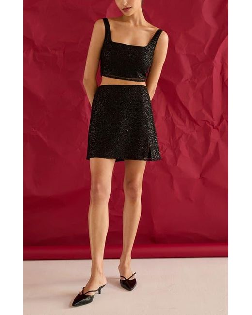 Crescent Black Beaded Crop Top