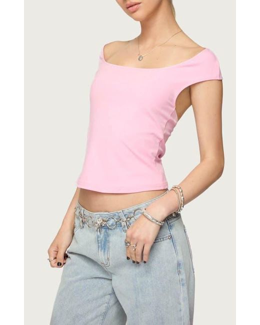 Edikted Red Mikkey Cutout Off The Shoulder Top