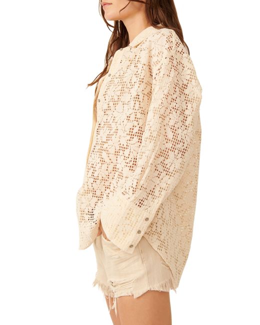 Free People Natural In Your Dreams Lace Button-up Shirt