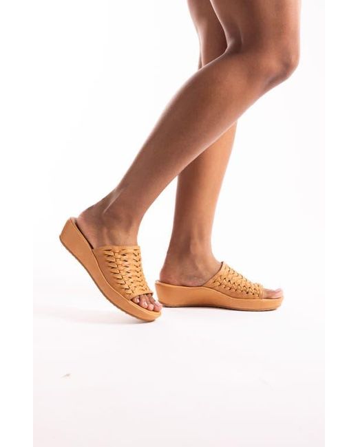 L'amour Des Pieds Brown Cyra Platform Wedge Slide Sandal