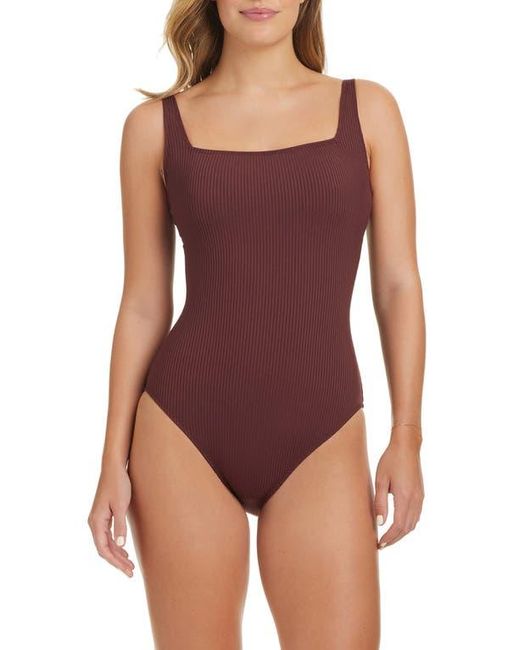 Rod Beattie Purple Square Neck Underwire One-Piece Swimsuit