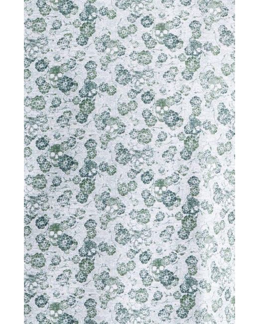 Stone Rose Blue Trim Fit Techno Stretch Skulls Print Short Sleeve Performance Button-Up Shirt for men