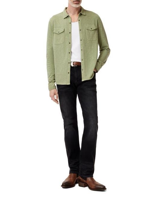 John Varvatos Green Avron Slub Organic Cotton Knit Snap-Up Western Shirt for men