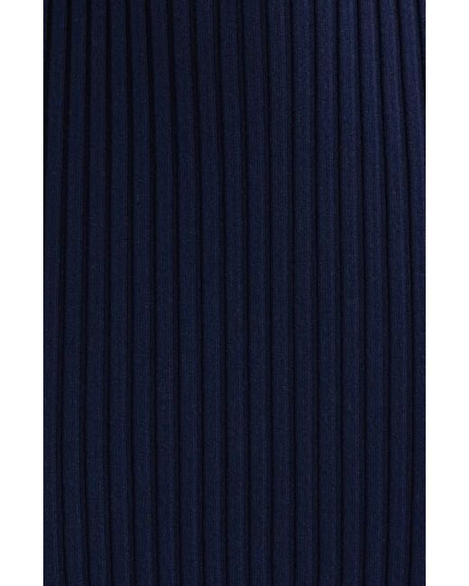 ZOE AND CLAIRE Blue Collared Ribbed Knit Midi Dress