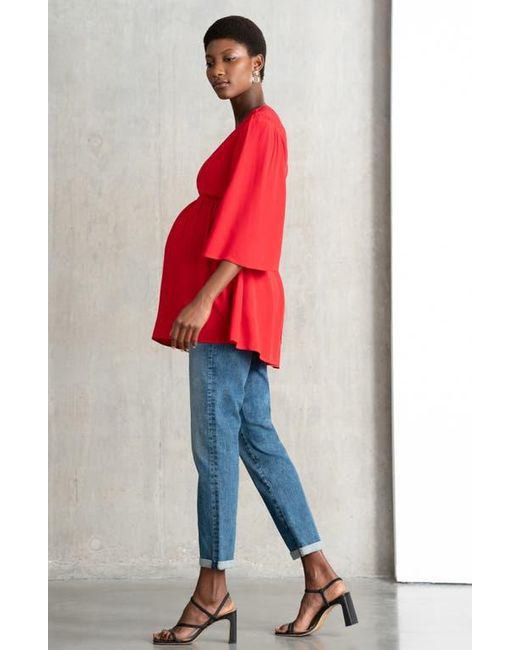 Seraphine Red Flutter Sleeve Maternity/Nursing Top