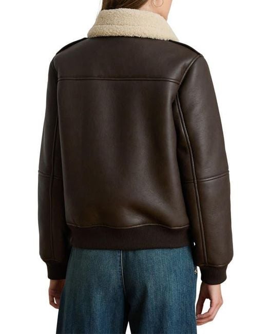 Ralph Lauren Black Faux Shearling Bomber Jacket