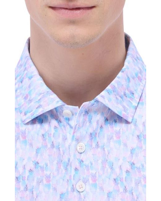 Bugatchi White Victor Ooohcotton Pineapple Print Polo for men