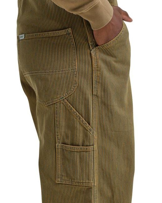 Lee Jeans Green Railroad Stripe Workwear Bib Overalls for men