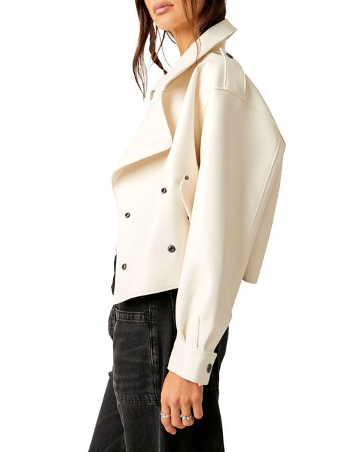 Free People White Alexis Faux Leather Jacket