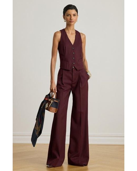 Ralph Lauren Purple Wool Blend Twill Vest