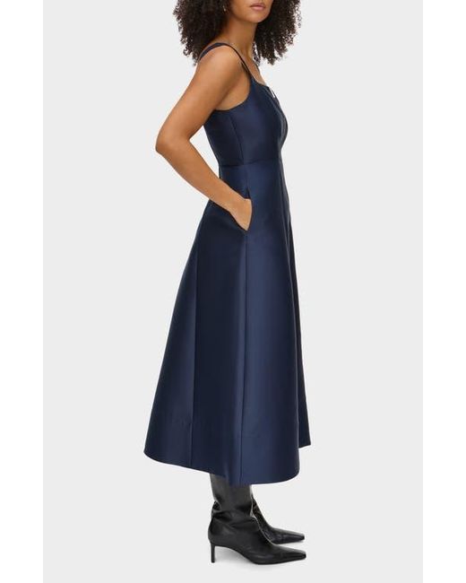 blue floral ruffle tea dress Blue Floral Ruffle Strap Midi Dress – PinkBlush main image 1