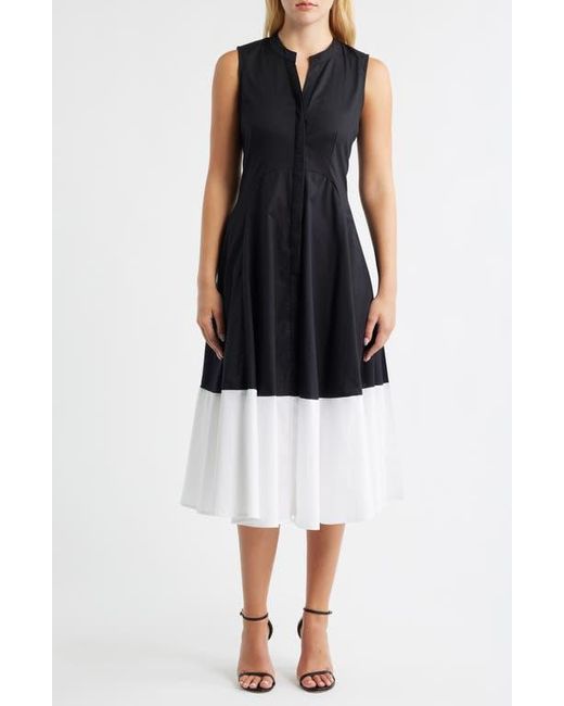 Halogen® Black Colorblock Sleeveless Cotton Dress