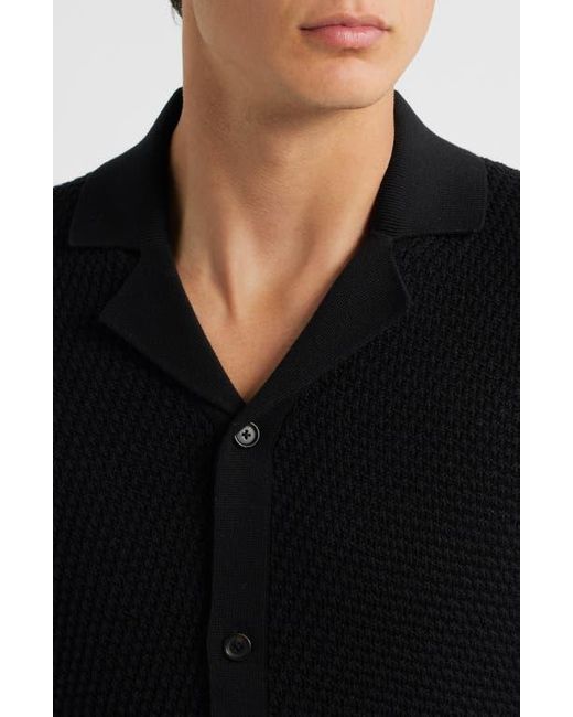 Boss Black Iconico Textured Knit Camp Shirt for men